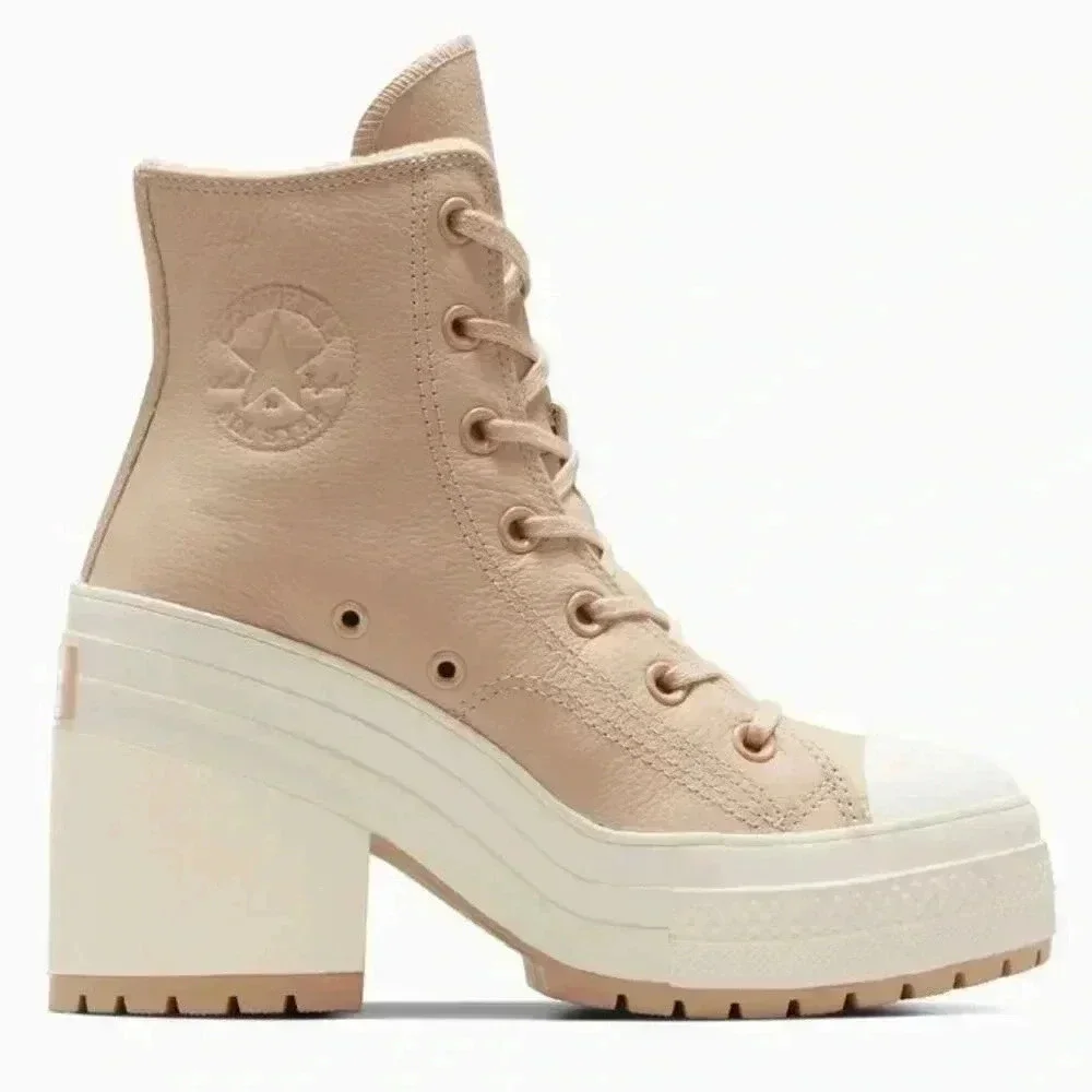 😍 NWT 😍 Converse Chuck 70 De Luxe Heel Weatherized Leather, Tan, Women's 8